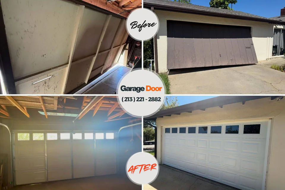 Before and after: garage door repair Stratmoor, CO